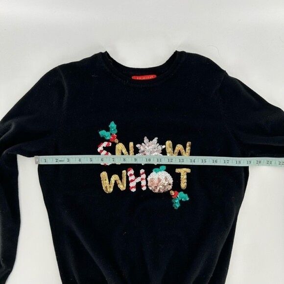 Women's Primark Christmas Snow Whot with Bells Sweater Black Medium - Picture 7 of 7